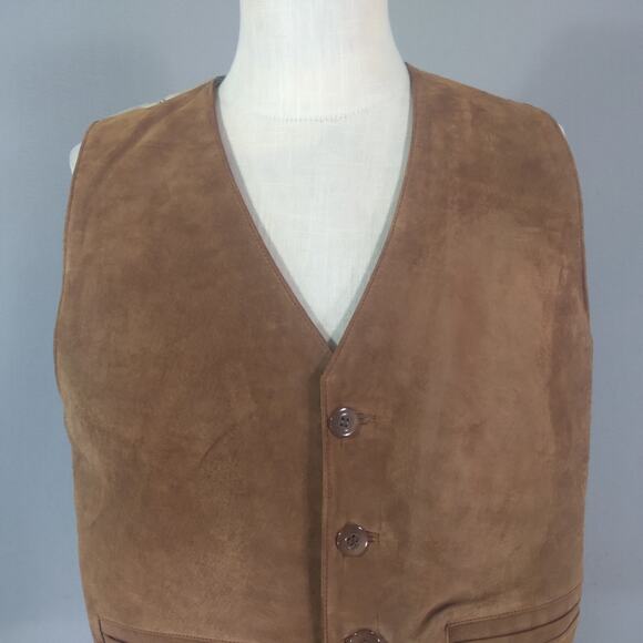 Neutral Territory Vest Men's Medium leather suede flannel Western Waistcoat - Picture 2 of 12